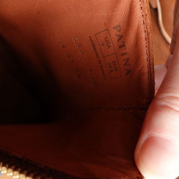 Portland Leather Patina Boots Womens Size 9 Brown Leather Ankle Side Zip Heeled - Picture 15 of 16